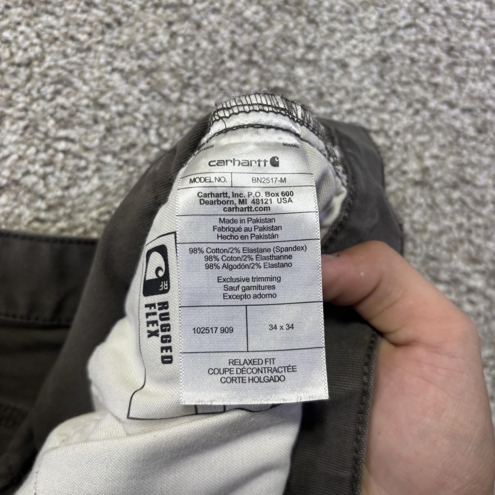 Carhartt Pants Mens 34x32 Gray Rugged Flex Relaxed Fit Canvas Workwear Pockets - Picture 7 of 8